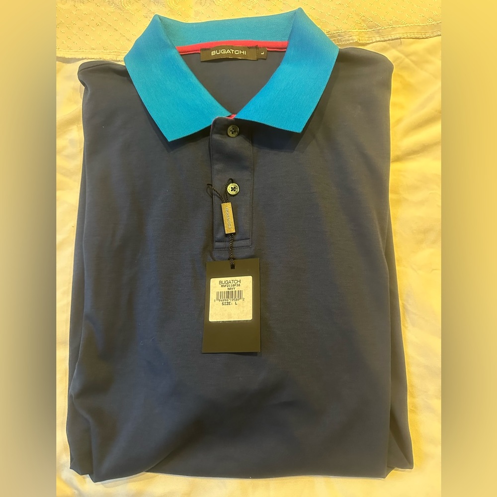 BUGATCHI Navy Polo L NWT
